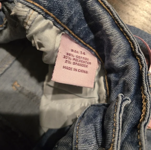 Girls Gogo Star Crochet Textured Denim Flare Pants Jeans Size 14 NWT - Picture 8 of 11